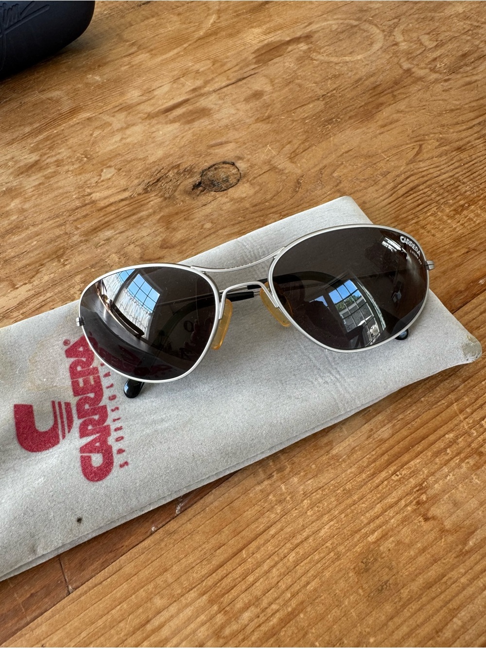 Carrera Silver Aviator Sunglasses with Dark Brown Lenses